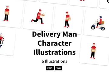 Delivery Man Character Illustration Pack
