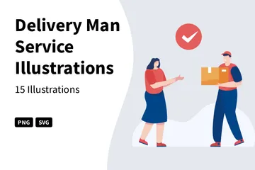 Delivery Man Service Illustration Pack