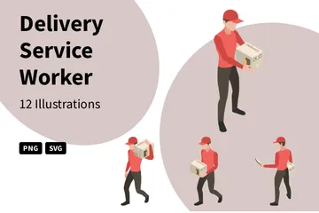 Delivery Service Worker Illustration Pack