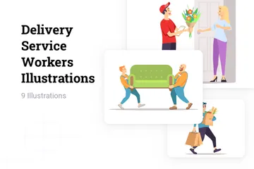 Delivery Service Workers Illustration Pack
