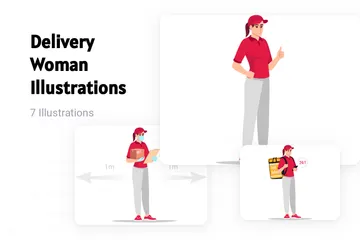 Delivery Woman Illustration Pack