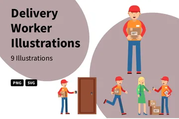 Delivery Worker Illustration Pack