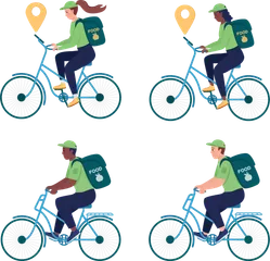 Delivery Worker On Bicycle Illustration Pack