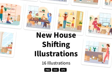 Déménagement d'une nouvelle maison Pack d'Illustrations