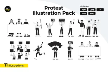 Demonstranten Illustrationspack