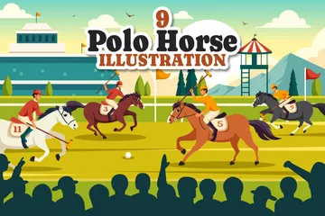 Deportes de caballo de polo Paquete de Ilustraciones