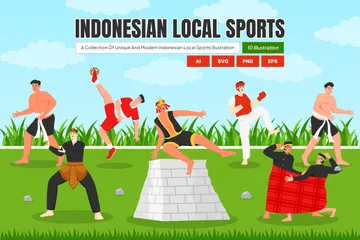 Deportes locales de Indonesia Paquete de Ilustraciones