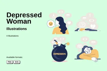 Depressed Woman Illustration Pack