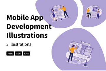 Desarrollo de aplicaciones móviles Paquete de Ilustraciones