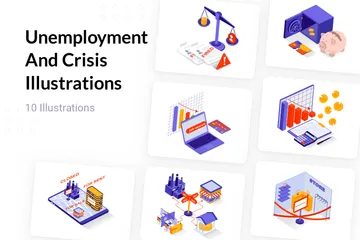 Desempleo y crisis Paquete de Ilustraciones