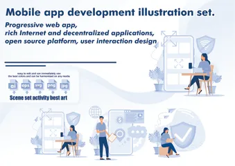 Desenvolvimento de aplicativos móveis Pacote de Ilustrações