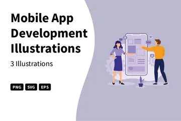 Desenvolvimento de aplicativos móveis Pacote de Ilustrações