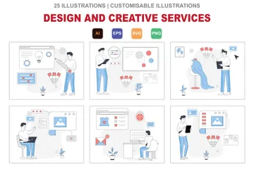 디자인 및 크리에이티브 서비스 일러스트레이션 팩