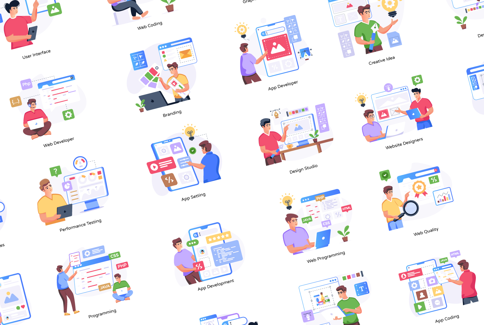 Design And Development Illustration Pack - 30 Free Download People ...