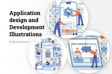 Design e desenvolvimento de aplicativos Pacote de Ilustrações