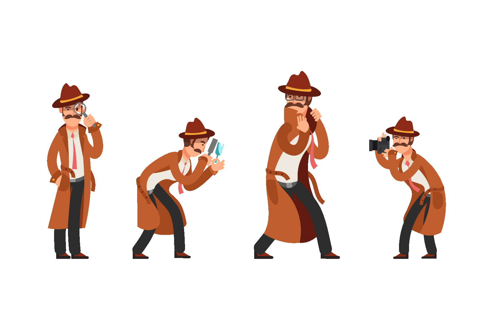 Premium detective avatars illustration pack from people illustrations