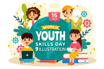 Día Mundial de las Habilidades de la Juventud Paquete de Ilustraciones