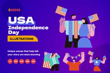Día de la Independencia de Estados Unidos Paquete de Ilustraciones