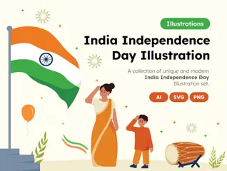 Día de la Independencia de la India Paquete de Ilustraciones