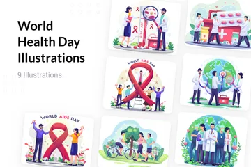 Día mundial de la salud Paquete de Ilustraciones