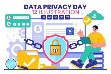 Día de la Privacidad de Datos Paquete de Ilustraciones