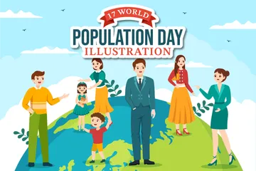 Día Mundial de la Población Paquete de Ilustraciones