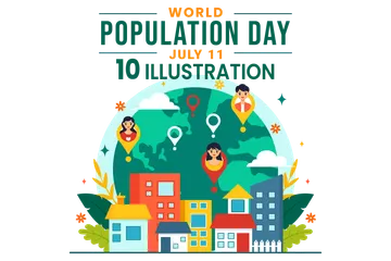 Día Mundial de la Población Paquete de Ilustraciones