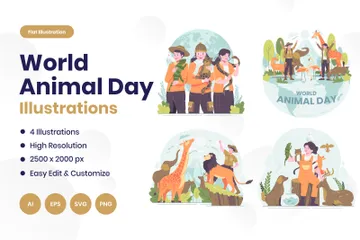 Día Mundial de los Animales Paquete de Ilustraciones