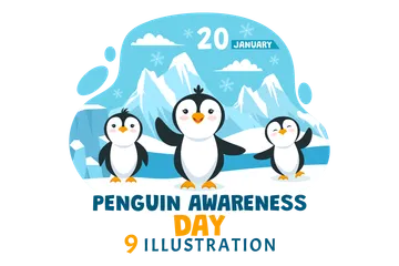 Dia da Conscientização do Pinguim Pacote de Ilustrações