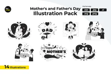 Dia da Mãe Pai Pacote de Ilustrações