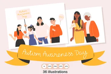 Día de concientización sobre el autismo Paquete de Ilustraciones