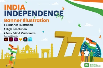 Día de la Independencia de la India Paquete de Ilustraciones