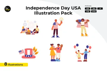 Día de la Independencia en América Paquete de Ilustraciones