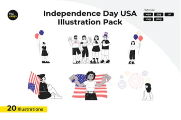 Día de la Independencia en EE.UU. Paquete de Ilustraciones