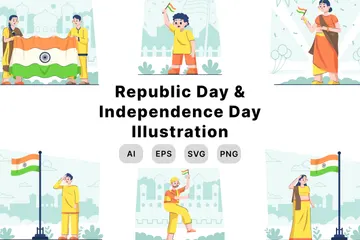 Día de la República y Día de la Independencia Paquete de Ilustraciones