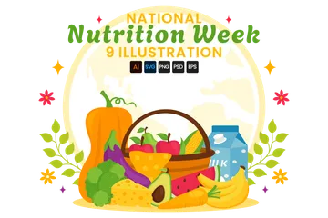 Día de la Semana Nacional de la Nutrición Paquete de Ilustraciones