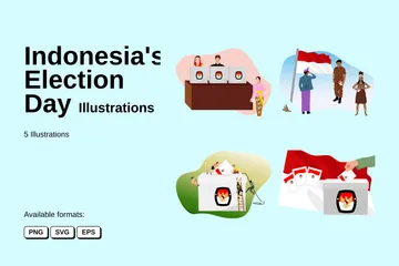 El día de las elecciones en Indonesia Paquete de Ilustraciones
