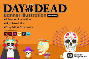 Día de los muertos 1 Paquete de Ilustraciones