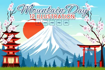 Día de montaña en Japón Paquete de Ilustraciones