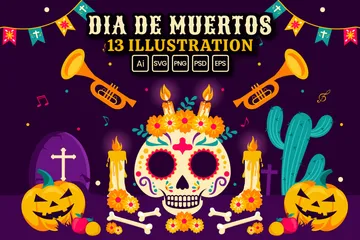 Dia De Muertos Paquete de Ilustraciones