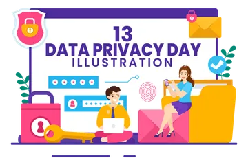 Día de la Privacidad de Datos Paquete de Ilustraciones