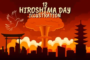 Día de hiroshima Paquete de Ilustraciones