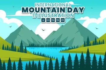 Dia Internacional da Montanha Pacote de Ilustrações