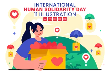 Dia Internacional da Solidariedade Humana Pacote de Ilustrações