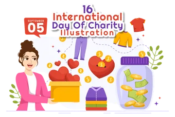 Día Internacional de la Caridad Paquete de Ilustraciones
