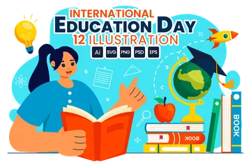 Día Internacional de la Educación Paquete de Ilustraciones