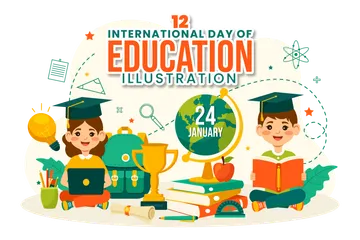 Día Internacional de la Educación Paquete de Ilustraciones