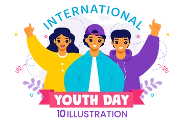 Día Internacional de la Juventud Paquete de Ilustraciones