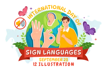 Día Internacional de las Lenguas de Señas Paquete de Ilustraciones