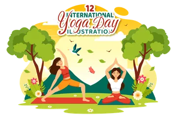 Día Internacional del Yoga Paquete de Ilustraciones